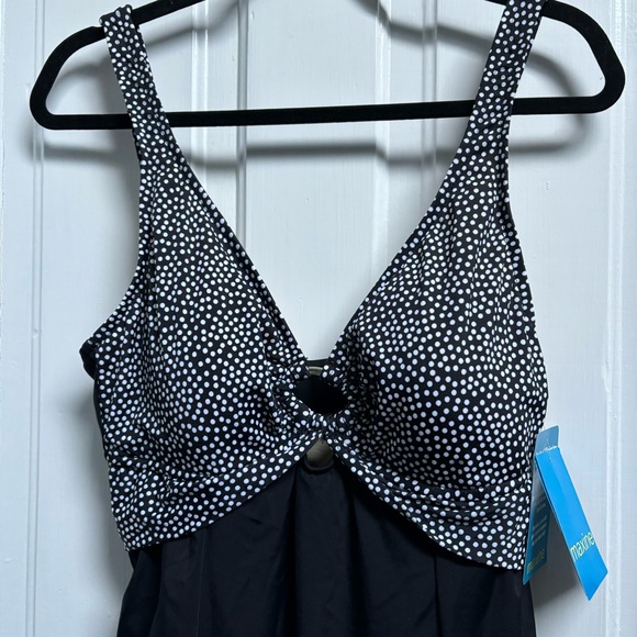 Maxine Swimdress New With Tags Vintage Dead Stock Black and White Print Size 16 - Picture 3 of 12